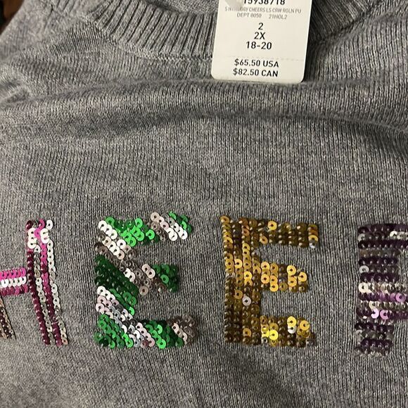 TORRID Cheers Festive Sequins Ragland Sweater Grey NWT Size 2 X - Picture 7 of 7